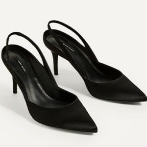 New Zara Satin Slingback Heels